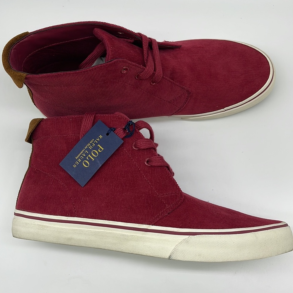 Polo Ralph Lauren Men 12D Talin Corduroy Top Red Fabric Fashion Sneakers Boots